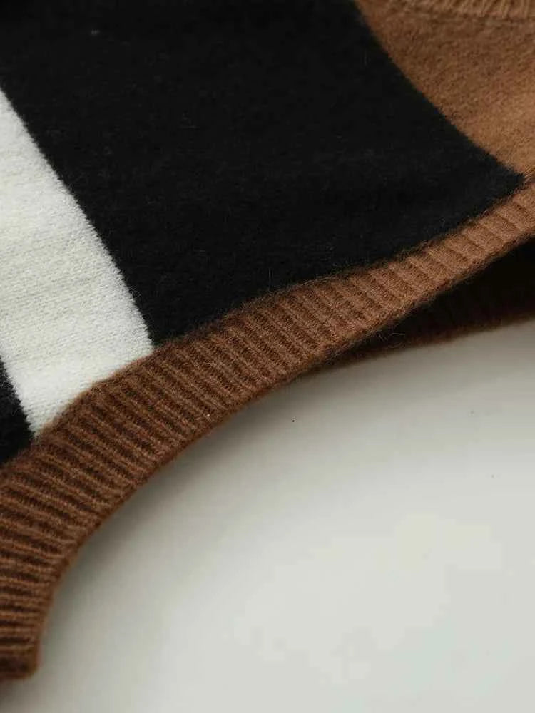 Striped Multicolor Cashmere Sleeveless Cardigan