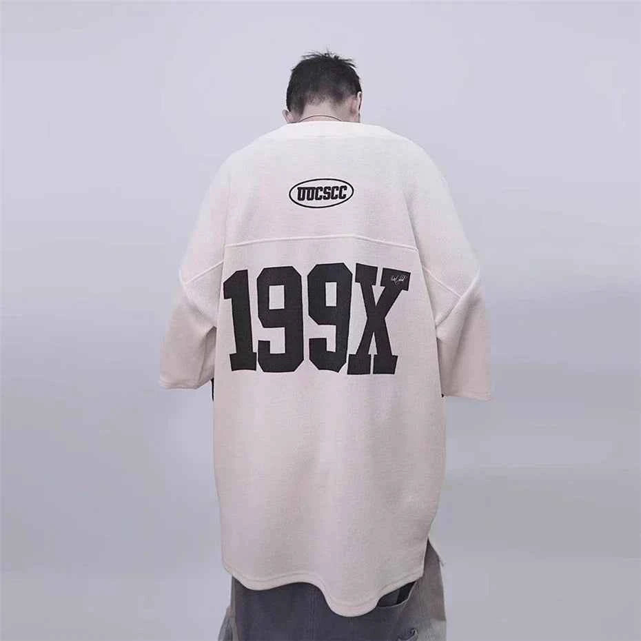 Vintage Oversized Letter Print Jersey T-Shirt
