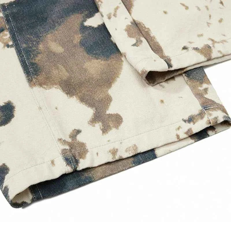 Streetwear Cow Pattern Camouflage Wide Leg Pants