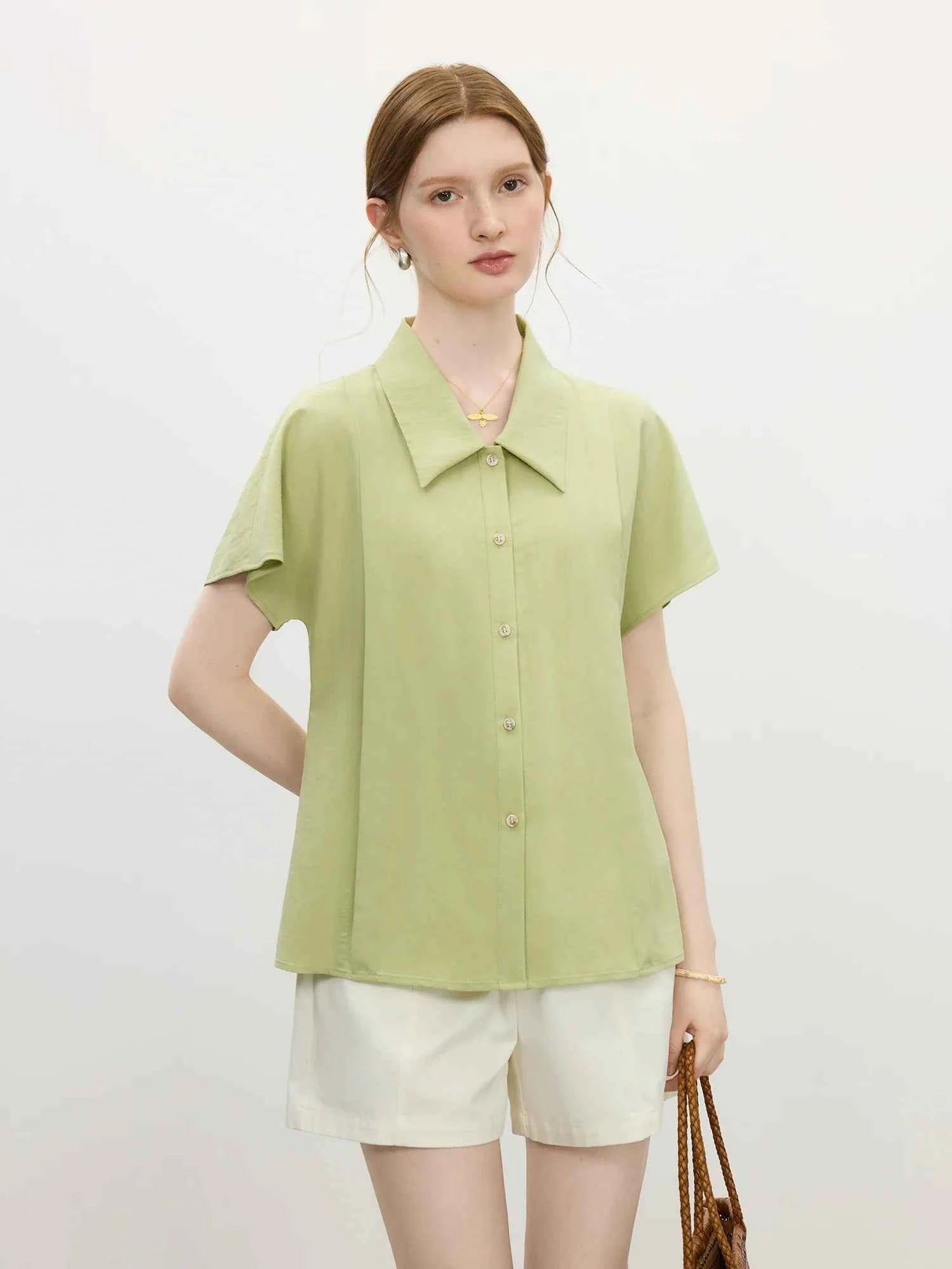 Women Classic Elegant Vintage Lapel Blouse Shirt