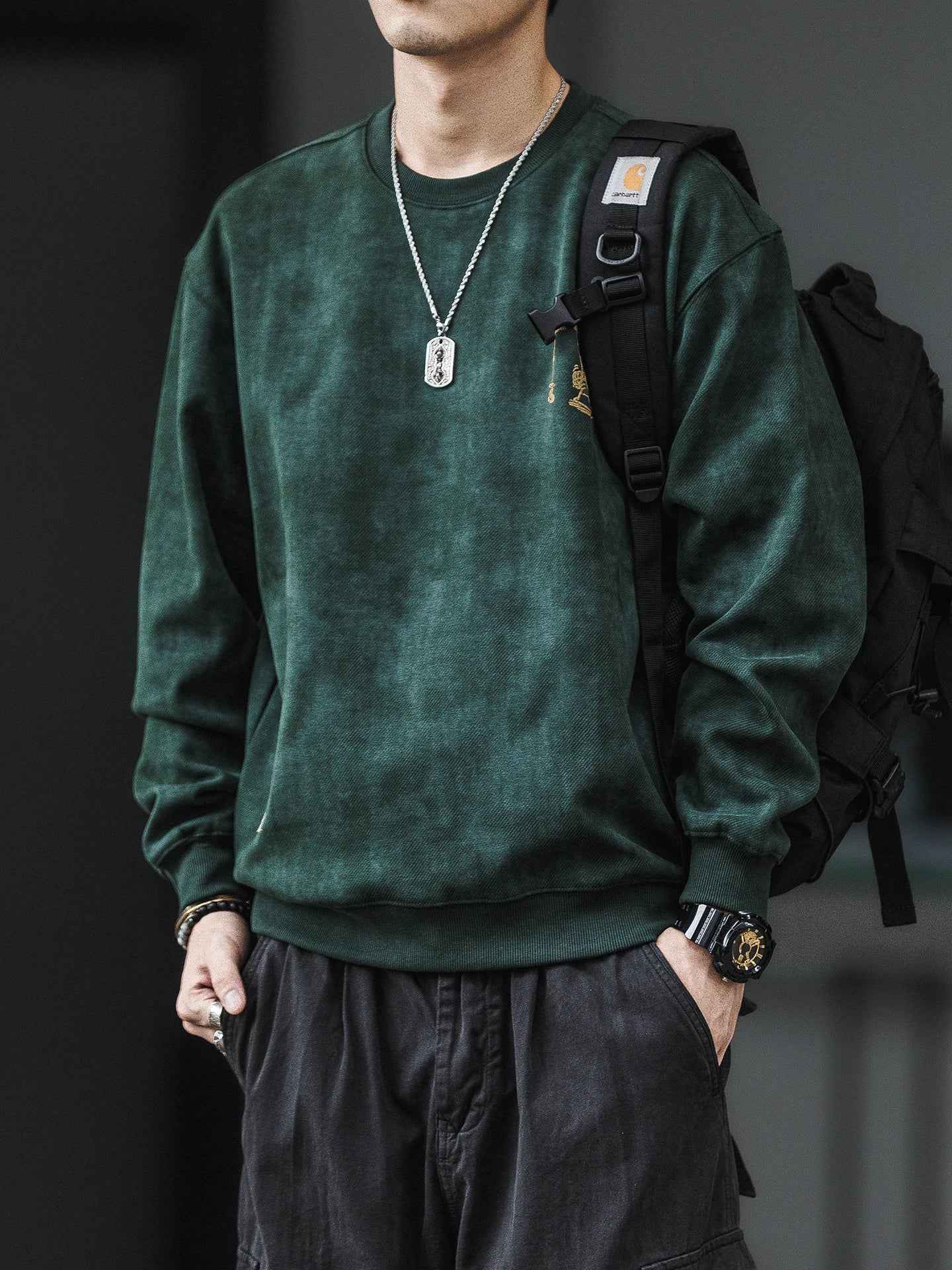 American Style Print Cotton Oversized Sweatshirt