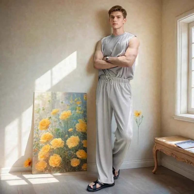 Men's Sleepwear Summer Cotton Short Sleeve Pajama T-Shirt