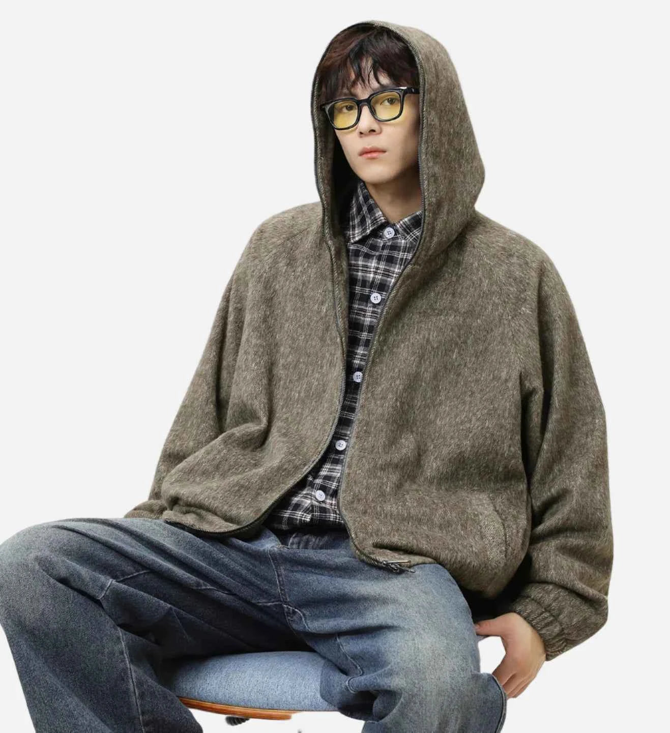 Lazy Style Oversized Mohair Blend Jacket