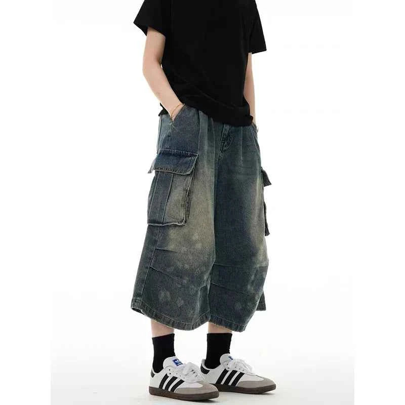 Vintage American Style Washed Denim Jorts