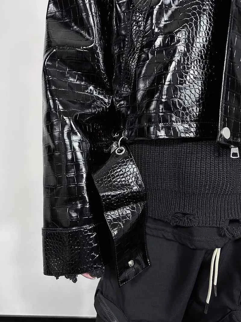 Spring Slim Leather Motorcycle Zipper Jacket