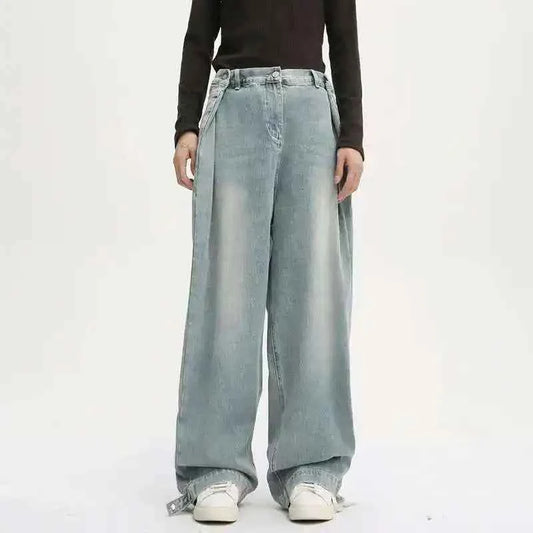 Stylish Splicing Straight Leg Denim Jeans