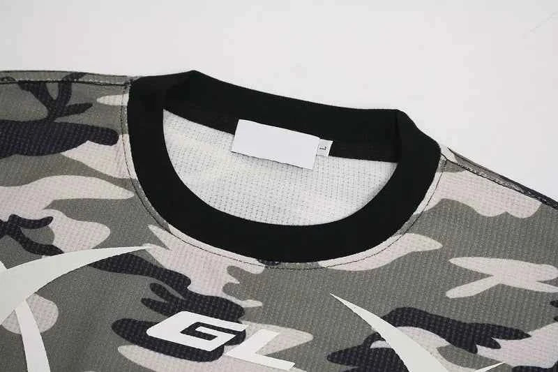 Grunge Graphic Printed Camouflage Long Sleeve T-Shirt