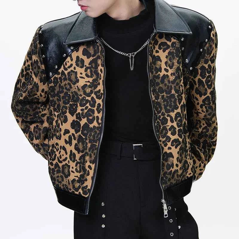 Figure-Flattering Leopard Print Lapel Jacket
