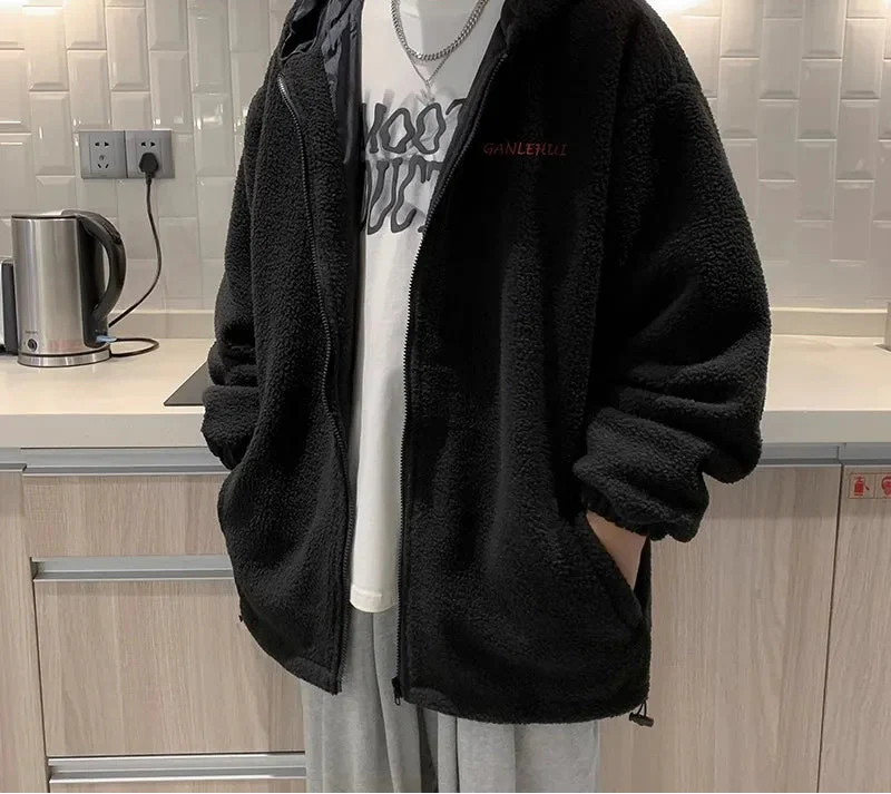 Y2K Warm Thickened Lapel Hooded Faux Fur Jacket - Luxuryurbanwear