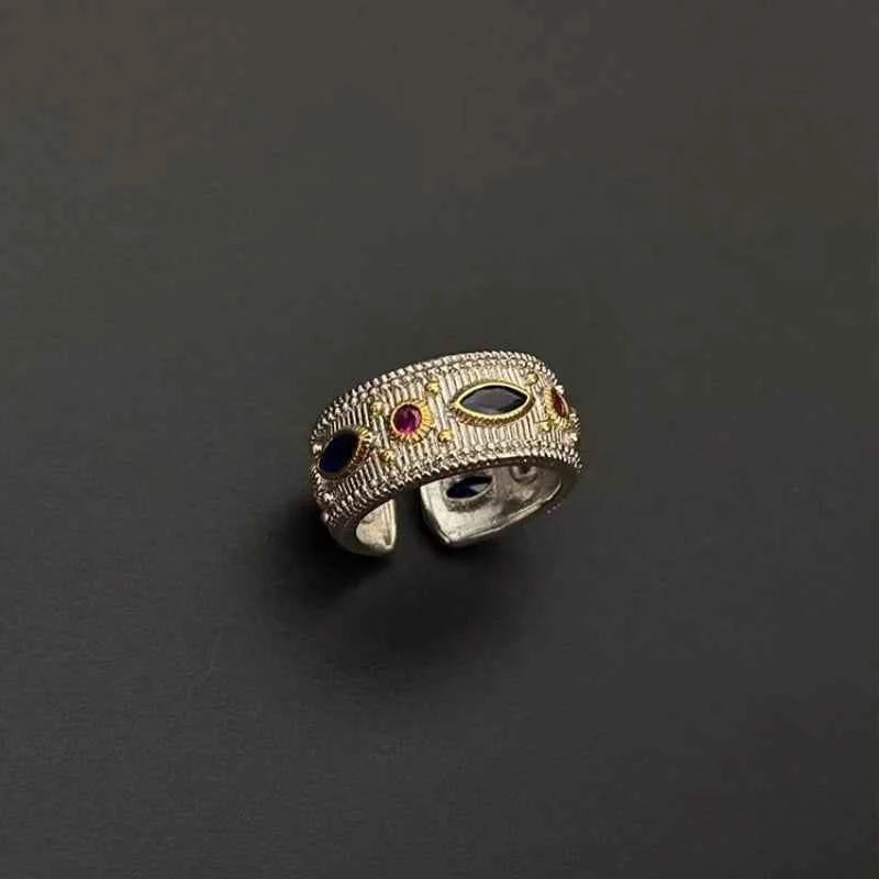 Creative Multicolor Zircon Stripe Open Ring