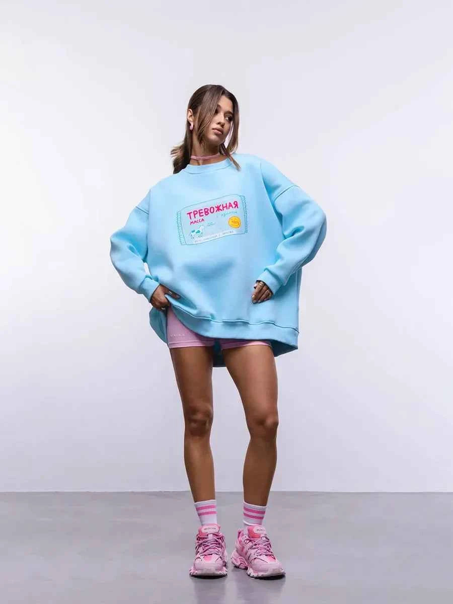 Women’s Cozy Warm Oversized Round Neck Sweatshirt - Heavyweight Luxury Fleece Pullover