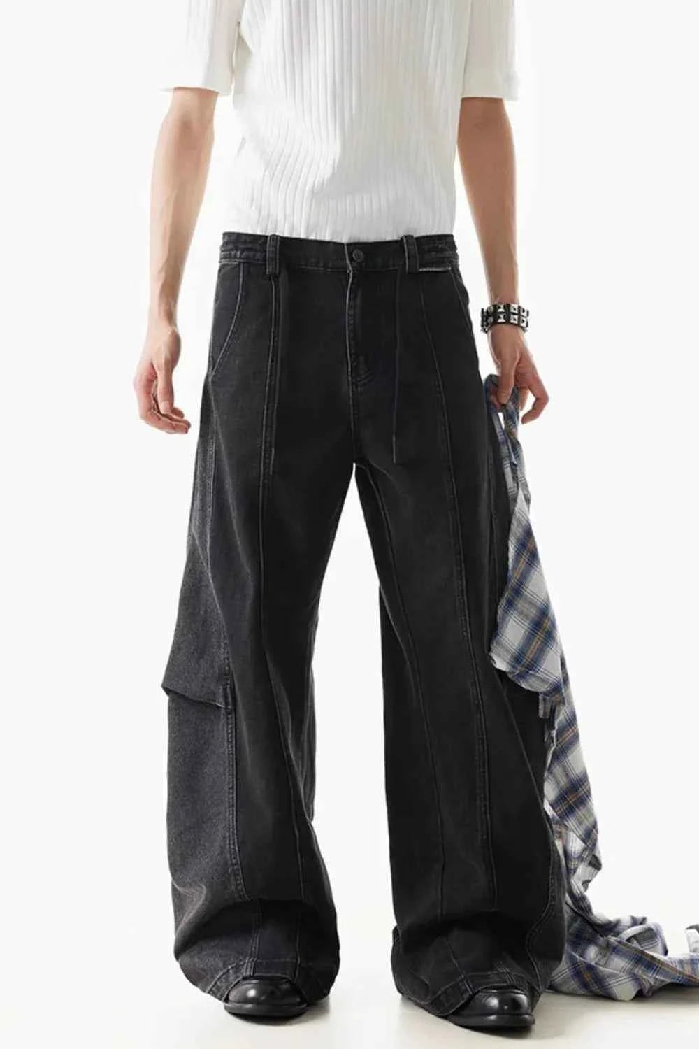 Trendy Patchwork Banana Hip Hop Wide Leg Jeans