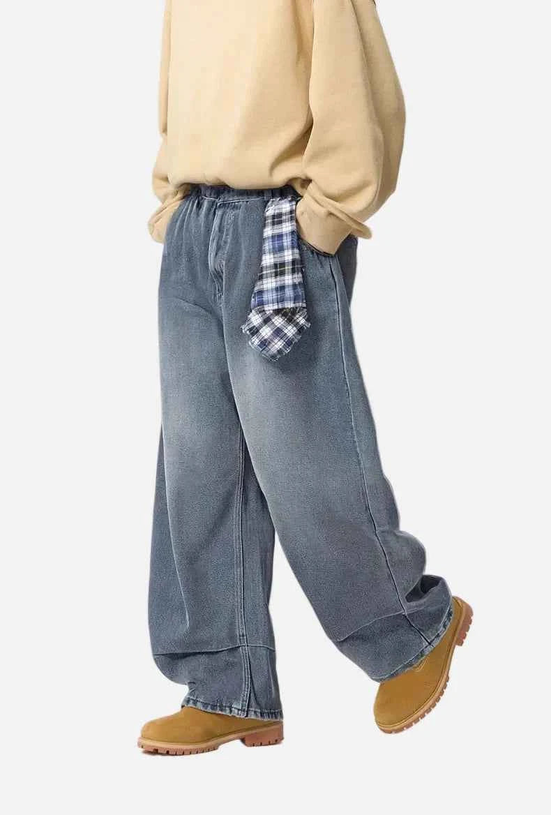 Vintage Distressed With Scarf Washed Denim Jeans