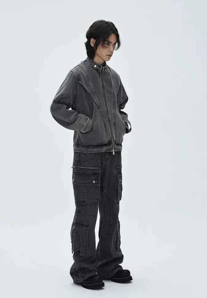 Essential Patchwork Multi Pockets Denim Jacket