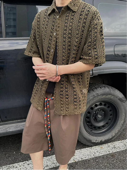 Stylish Army Green Knitted Hollow Cardigan - Luxuryurbanwear