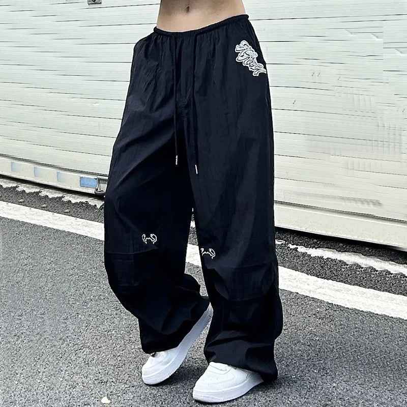 Streetwear Vintage Wide Leg Drawstring Sweatpants