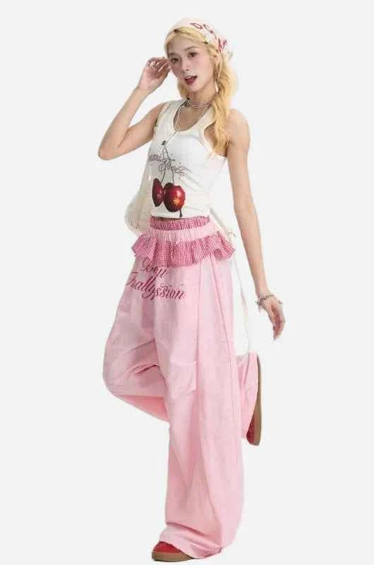 Trendy Embroidered Scimitar Wide Leg Jogger