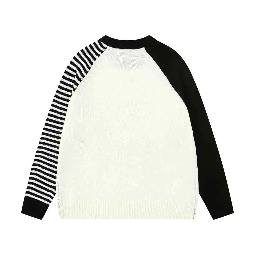 Retro Puppy O-Neck Collar Print Knitted Sweater