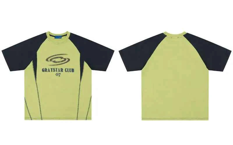 Y2K Graphic Patchwork Racing Oversized Cotton T-Shirt