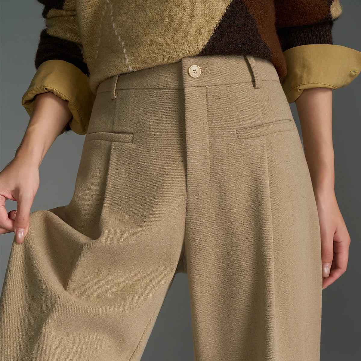 Fashionable Solid Wide Leg Classic Pants
