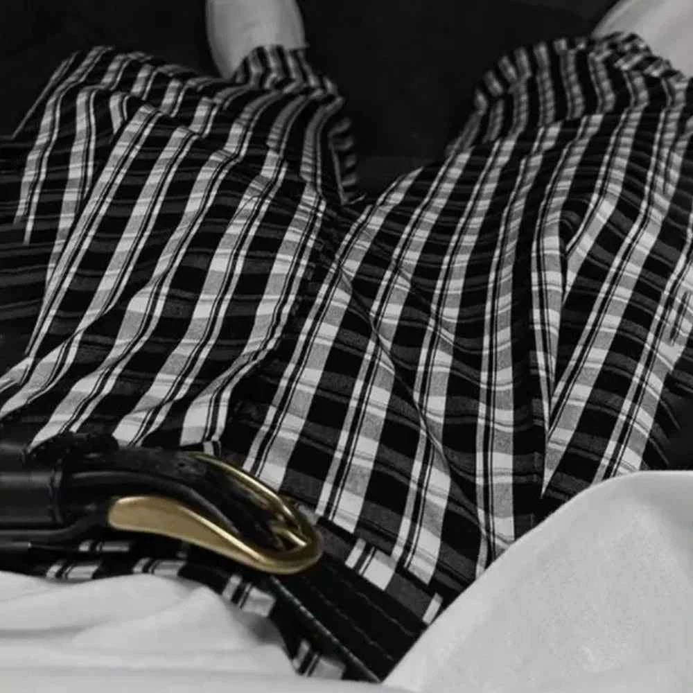 Autumn Plaid Striped Casual Straight Leg Pants