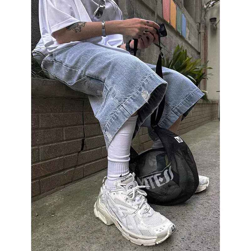 Blue Durable Hip Hop Y2K Baggy Denim Jorts
