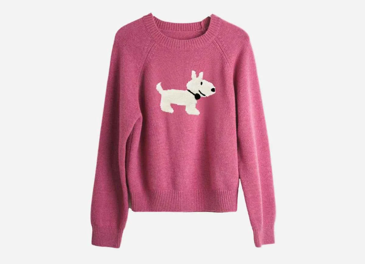 Cozy French Cute Puppy Knit Jumper Sweater