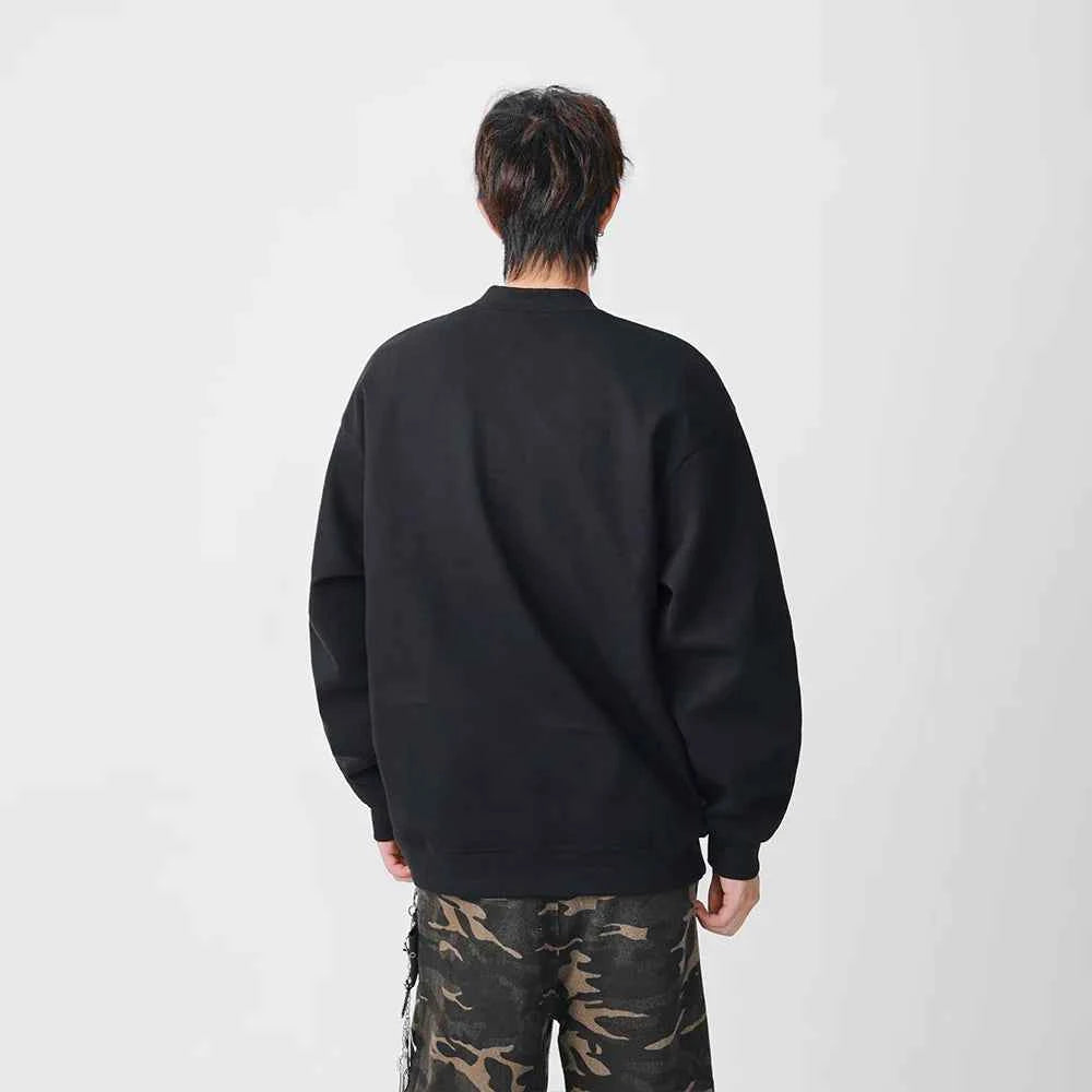Minimalist Label Detail V-Neck Sweatshirt