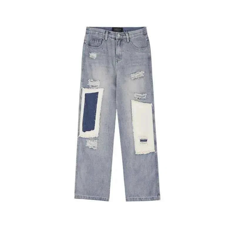 Oversized Patched Hole Jeans High Jeans