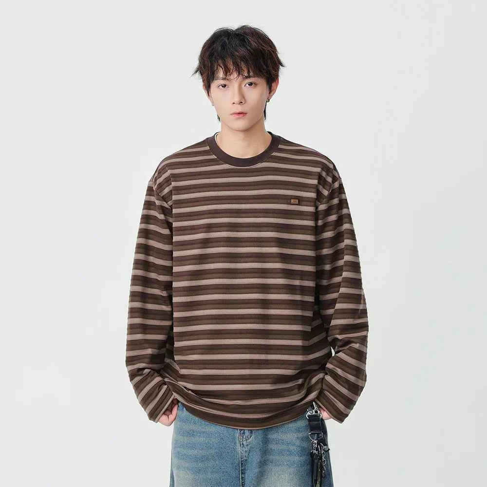 Insulated Casual Striped Long Sleeve T-Shirt