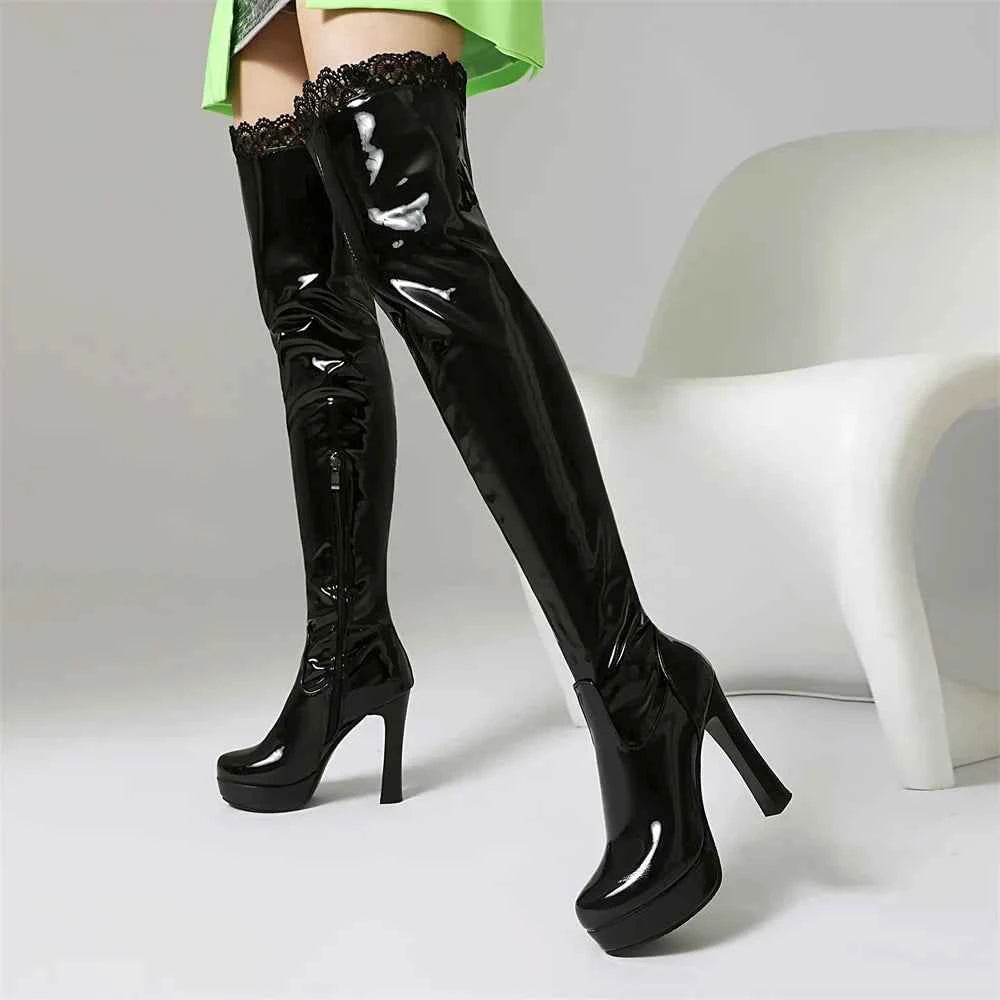 Elegant Winter High Heels Leather Boot