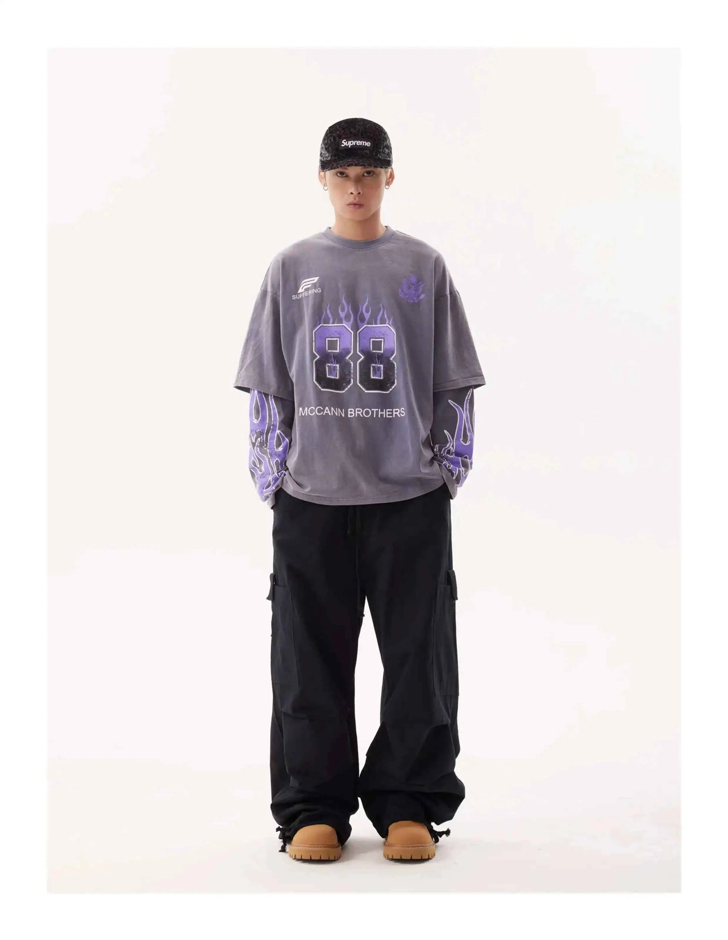 Vintage American Style Letter Print Long Sleeve T-Shirt