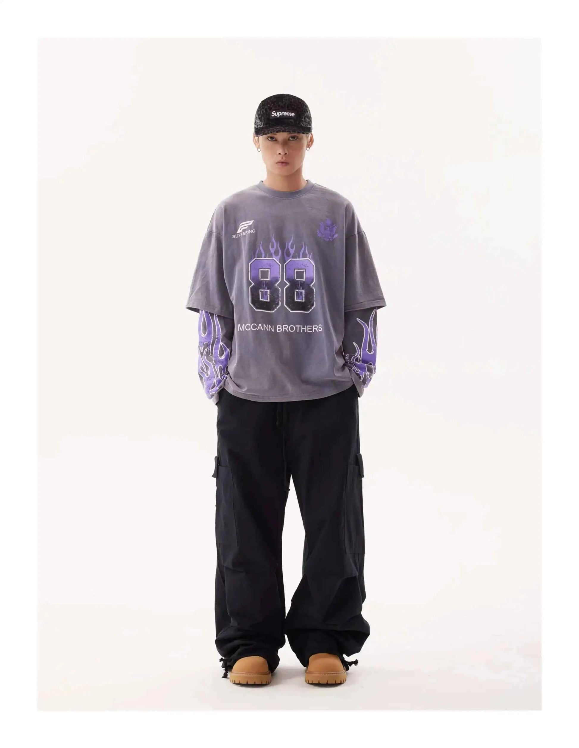 Vintage American Style Letter Print Long Sleeve T-Shirt