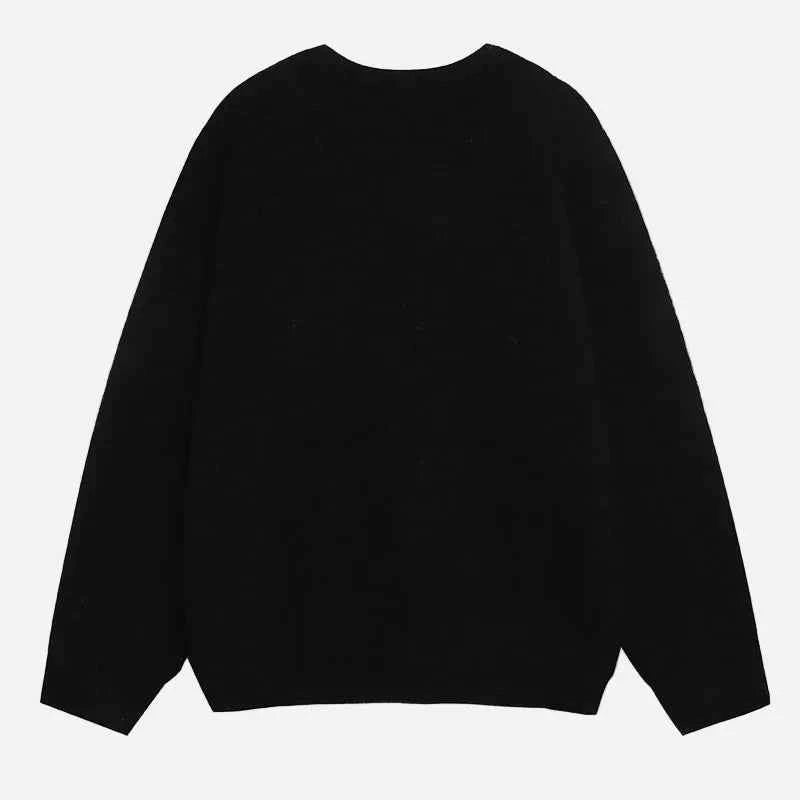 Rose Graphic Oversized Casual Knitwear Sweater