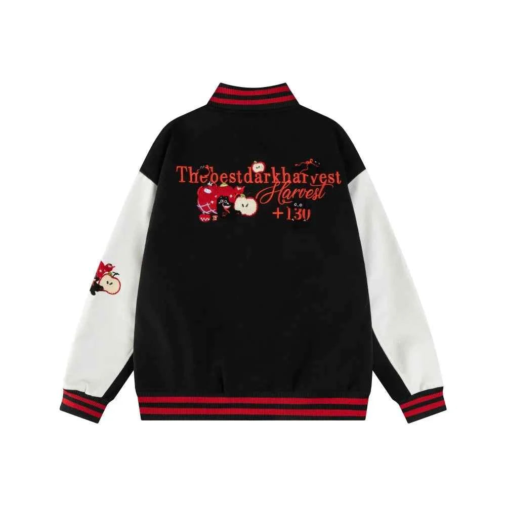 Cartoon Embroidery Single Breasted Baseball Varcity Jacket