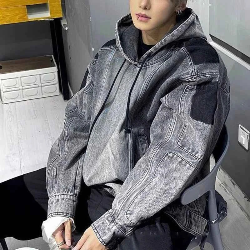 Vintage Japanese Style Denim Hoodie