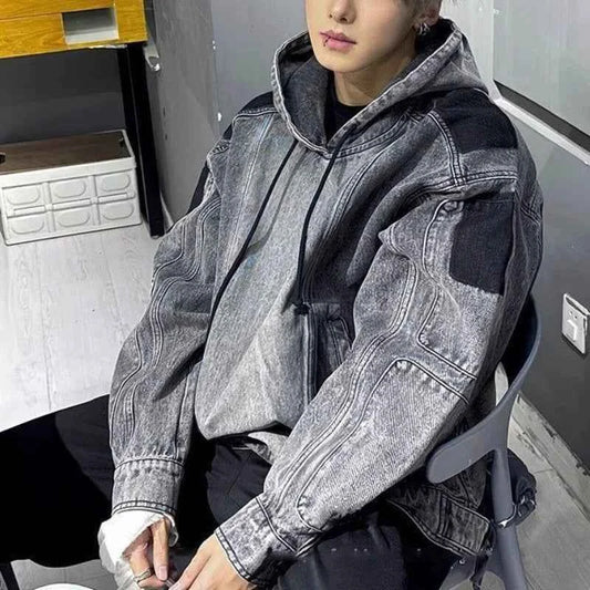 Vintage Japanese Style Denim Hoodie