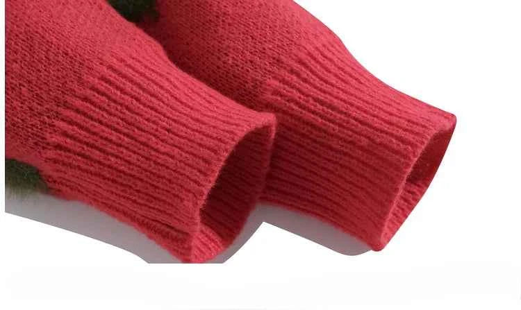 Christmas Contrast Color Lapel Knitwear Sweater