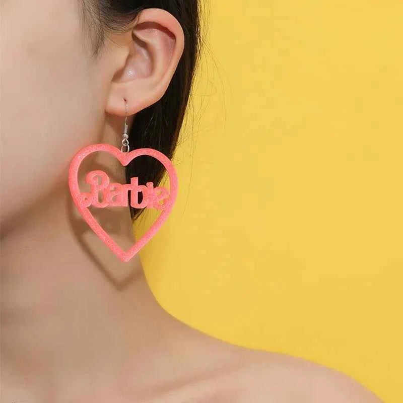 Luxury Creative Acrylic Barbie Heart Earrings