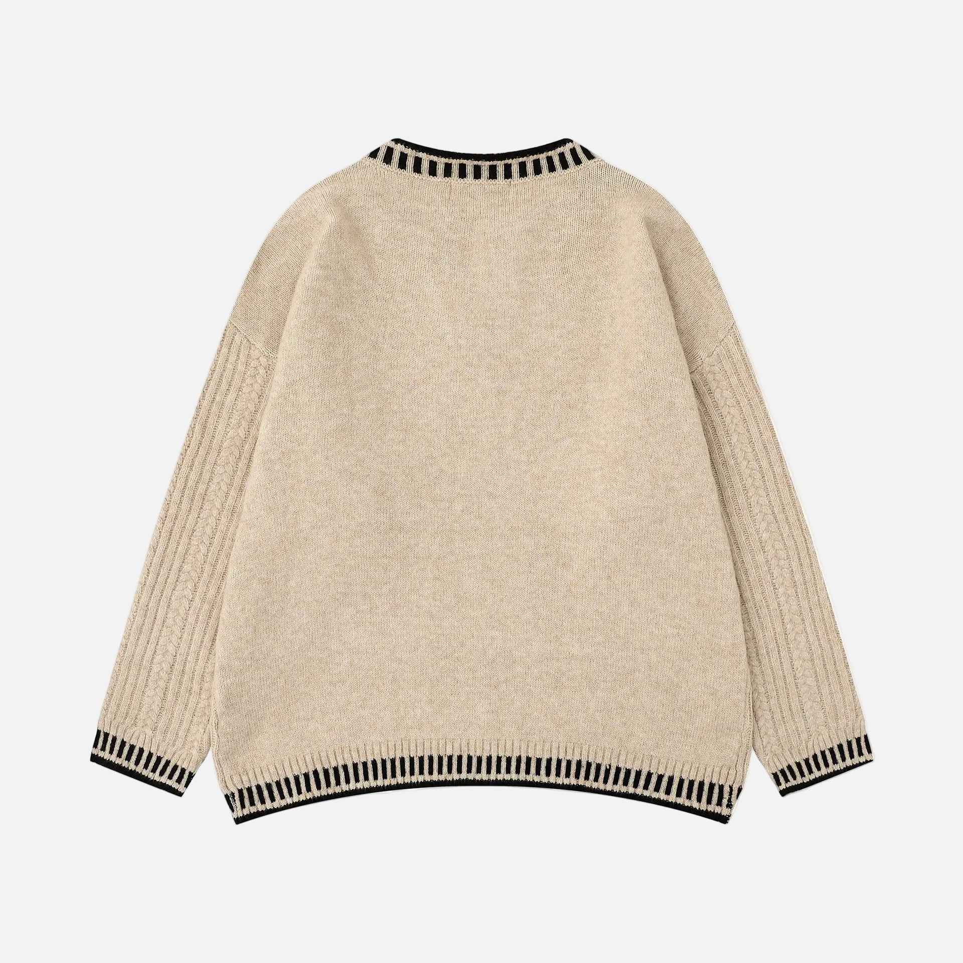 Breathable V-Neck Cable Knit Sweater