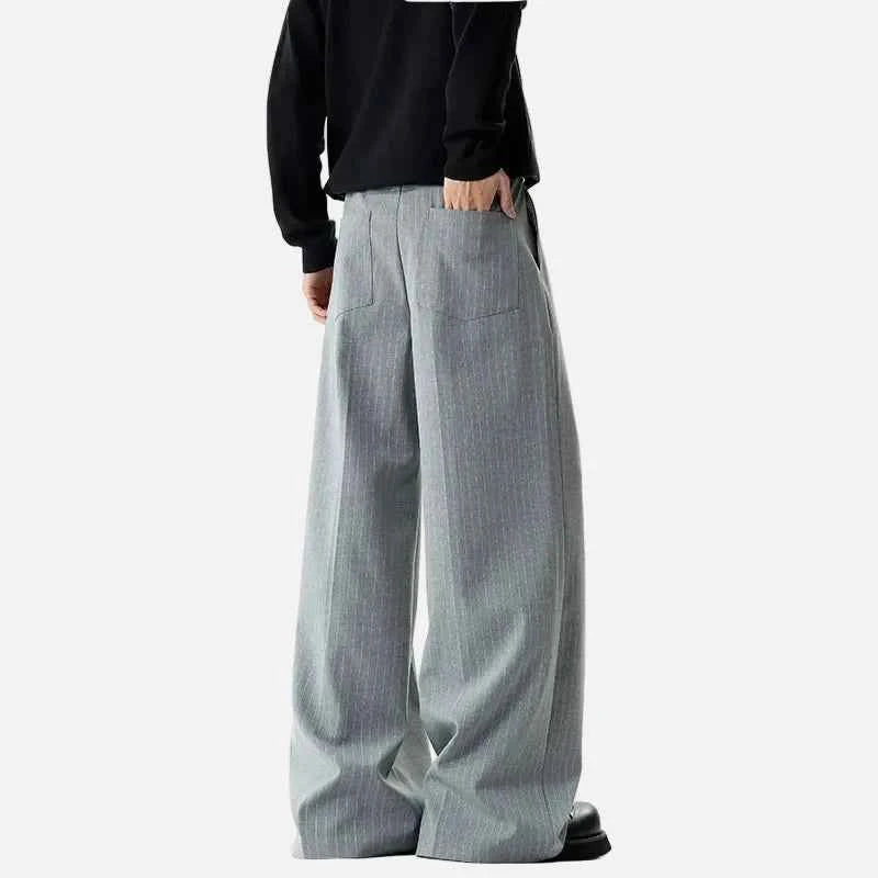 Three Dimensional Striped Tailored Pleated Suit Pants