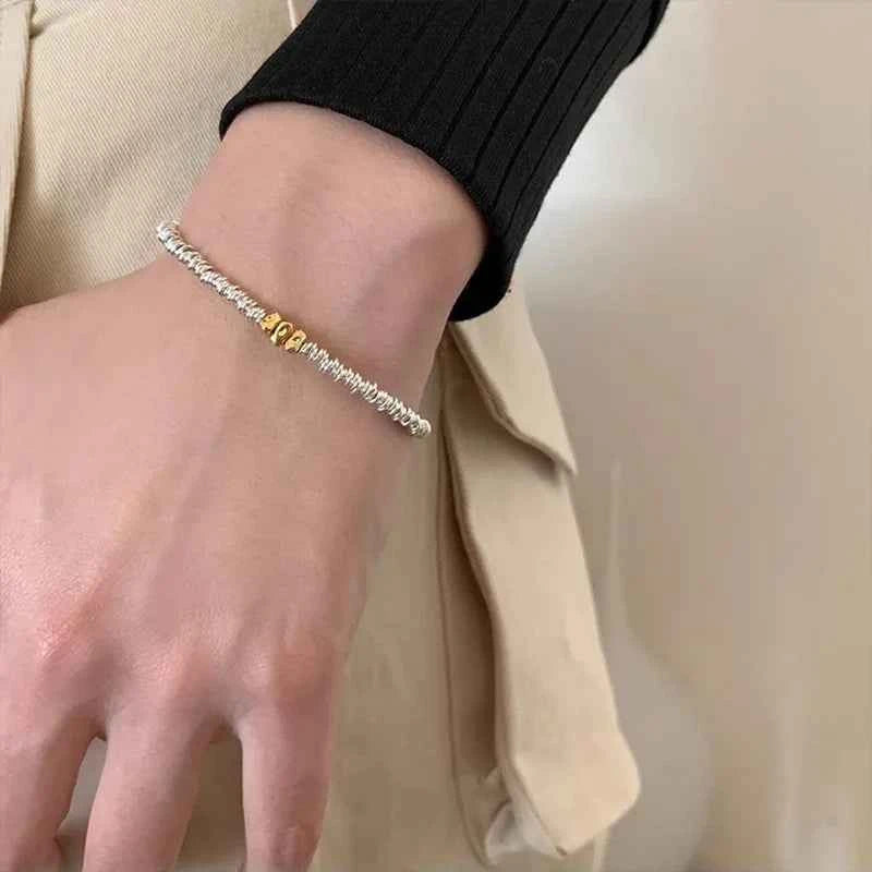 Adjustable Geometric Beads Gold String Bracelet