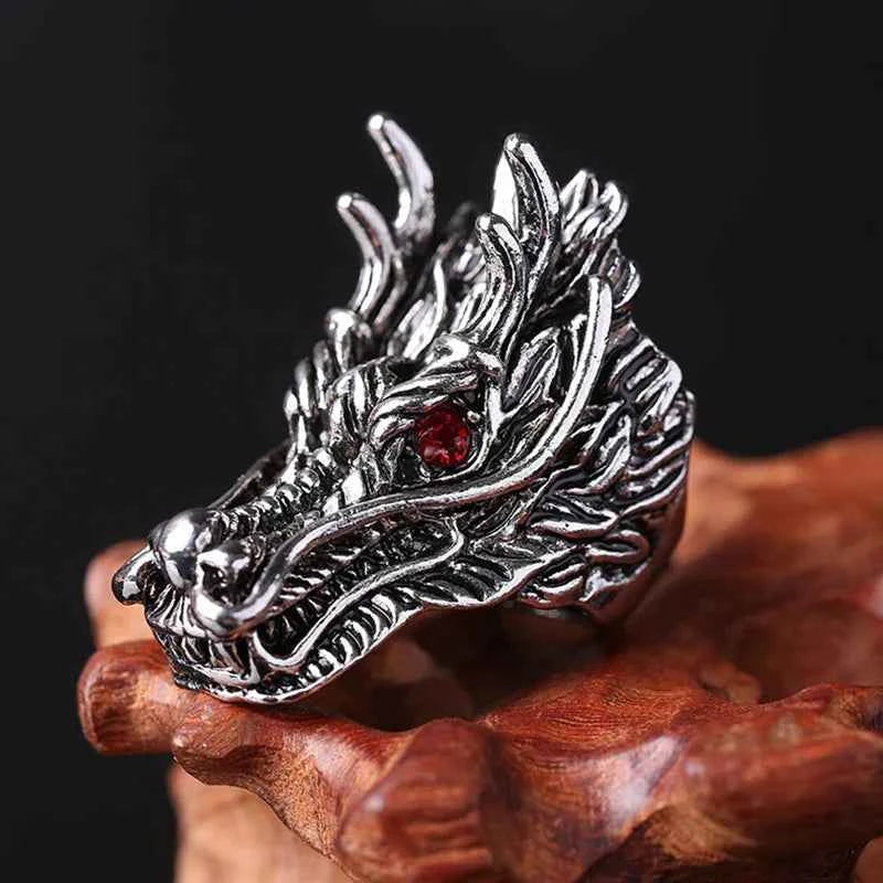 Handmade Large Red Eye Dragon Ring