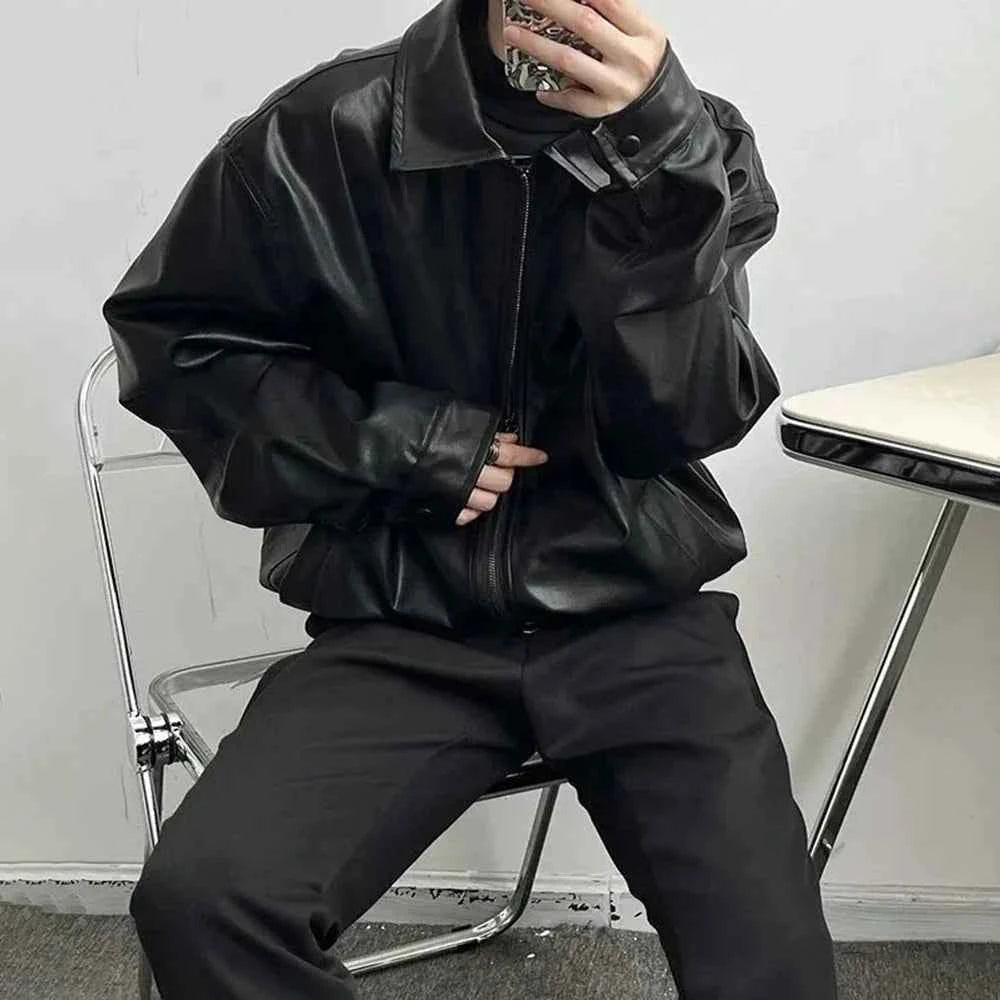 Long-lasting Retro Loose British Leather Jacket