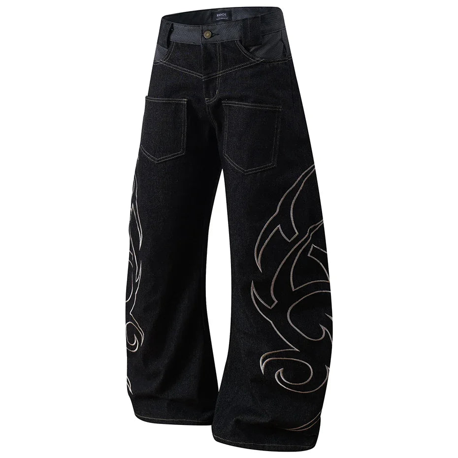Embroidery 'Arch' Baggy Jeans