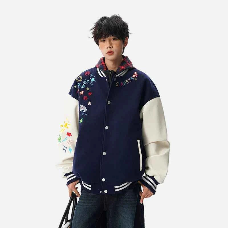 Y2K Cozy Embroidered Baseball Varsity Jacket