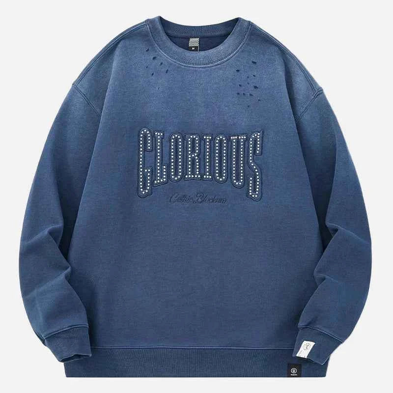 Ripped Casual Heavyweight Cotton Sweatshirt