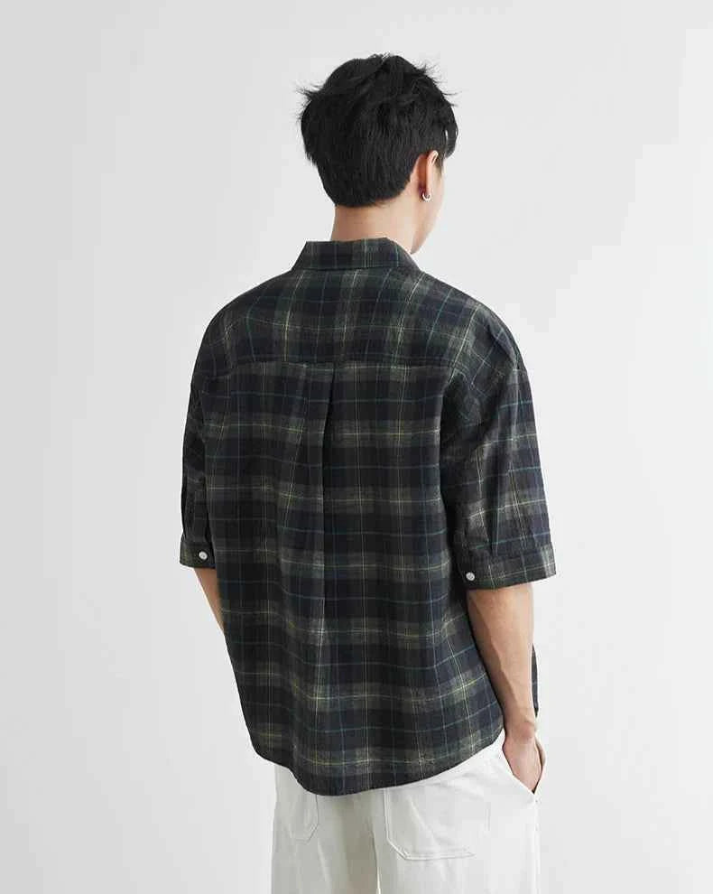 Men's Casual Lapel Plaid Oversized Button Shirt