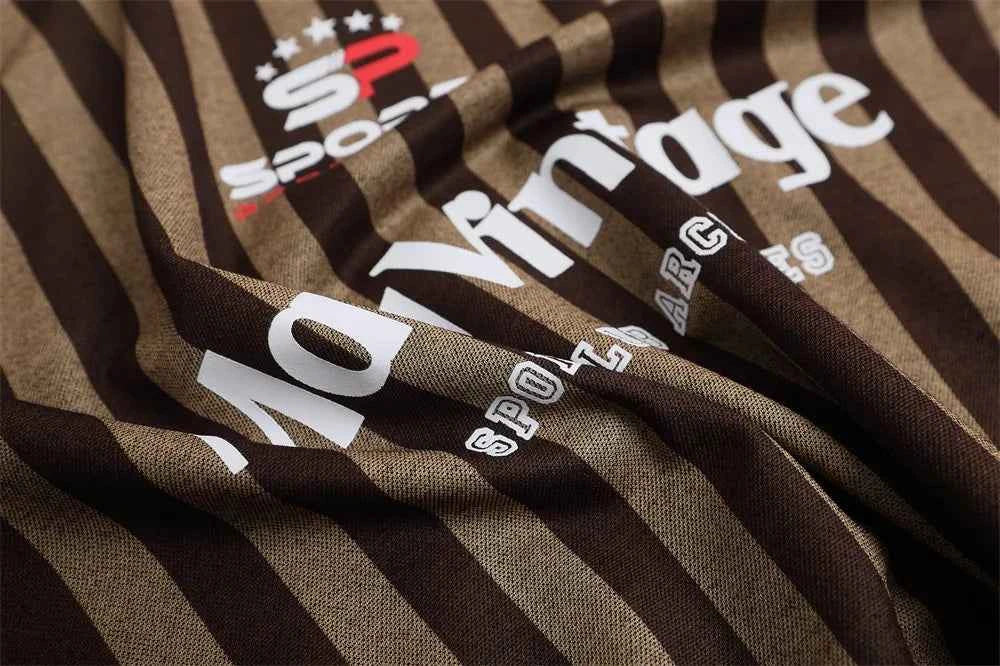 Summer Cool Retro Letter Print Vertical Stripes T-Shirt