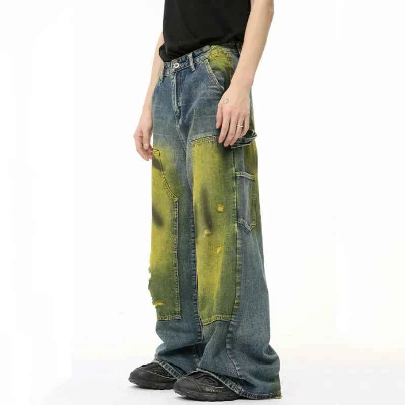 Retro Laidback Bottoms Vintage Tie Dye Baggy Jeans